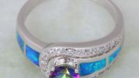 Blue Rainbow Mystic Topaz Opal 925 Sterling Silver Ring - Size 8