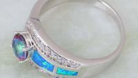 Blue Rainbow Mystic Topaz Opal 925 Sterling Silver Ring - Size 8