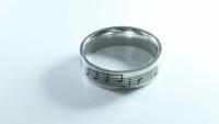 Music Note Ring Stainless Steel - Black Etched Music Notes