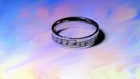 Music Note Ring Stainless Steel - Black Etched Music Notes