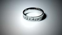 Music Note Ring Stainless Steel - Black Etched Music Notes