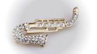 Saxophone Brooch With Crystal Stones