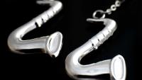 Saxophone Long Drop Earrings with Crystal Stones