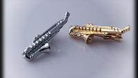 Saxophone Tie Bar Silver