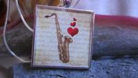 Sax With Heart - Funky Resin Pendant