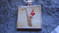 Sax With Heart - Funky Resin Pendant