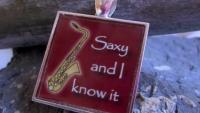 Saxy & I Know It - Funky Red Resin Pendant