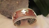 Silver Brown Leather Piano Cuff Bracelet