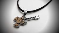 Silver/bronze 2 tone Guitar Pendant