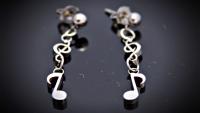 Musical Treble Clef Note Long Drop Stud Earrings