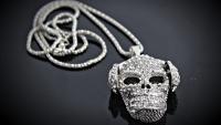 Gothic Vintage Punk Skull With Headphones Necklace