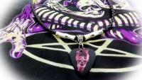 Guitar Pick Choker Necklace With Skull Theme