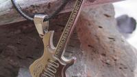 Sleek Silver Stainless Steel Guitar Pendant