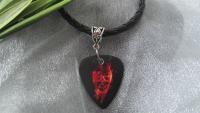 Guitar Pick Choker Necklace With Skull Theme