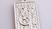 Treble Clef Note Tag Pendant in Stainless Steel
