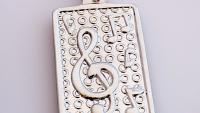Treble Clef Note Tag Pendant in Stainless Steel