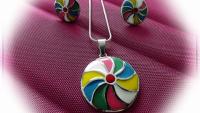 Technicolor Pendant and Earring Set - Choice of 2 Designs