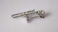 Trombone Crystal Pin Brooch