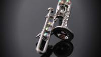 Trombone Crystal Pin Brooch