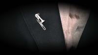 Trombone Crystal Pin Brooch