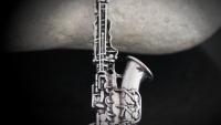 Silver Saxophone Necklace Vintage Style