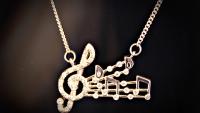 Music Note Necklace With Crystals
