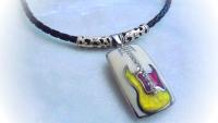 White Electric Guitar Musical Instrument Pendant