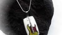 White Electric Guitar Musical Instrument Pendant