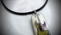 White Electric Guitar Musical Instrument Pendant