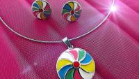 Technicolor Pendant and Earring Set - Choice of 2 Designs