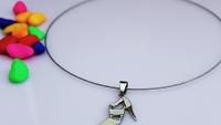 High Heel Lady Shoe Pendant White Enamel in Stainless Steel