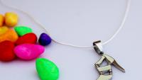 High Heel Lady Shoe Pendant White Enamel in Stainless Steel