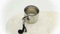 Wide Ring With Music Note Dangle Charm Stainless Steel