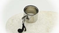 Wide Ring With Music Note Dangle Charm Stainless Steel