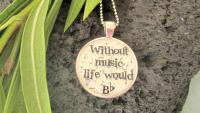 Without Music Life Would Bb - Funky Circle Resin Pendant
