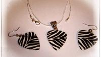 Animal Print Guitar Pick Necklace and Earrings