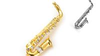 Statement Saxophone Crystal Brooch