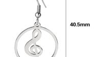 Treble Clef Circle Drop Earrings