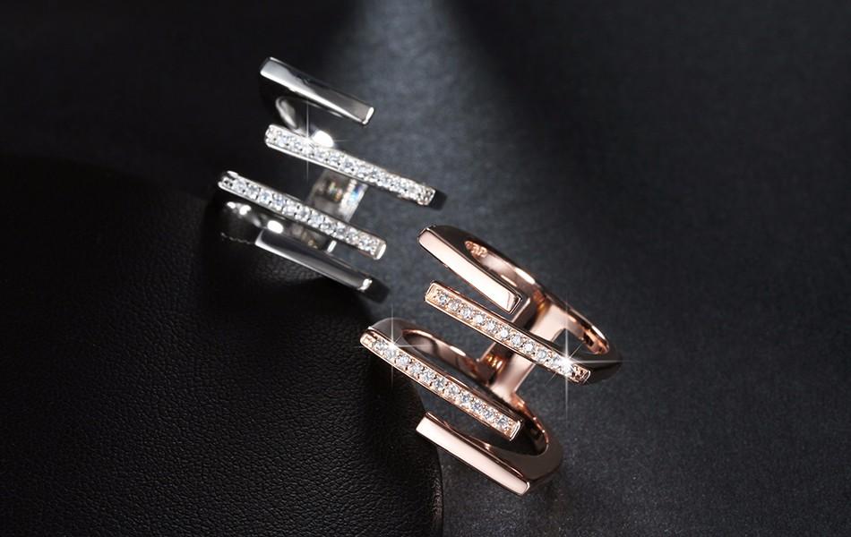 18K Rose Gold/Platinum Plated - Unique Geometric Design with Austrian Crystal