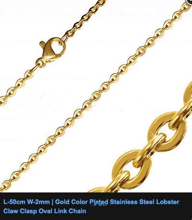 50cm Gold Colour Stainless Steel Oval Link Chain