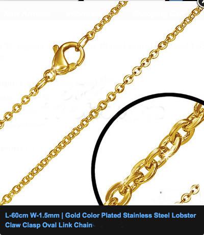 60cm Gold Colour Plated Stainless Steel Lobster Claw Clasp Oval Link Chain