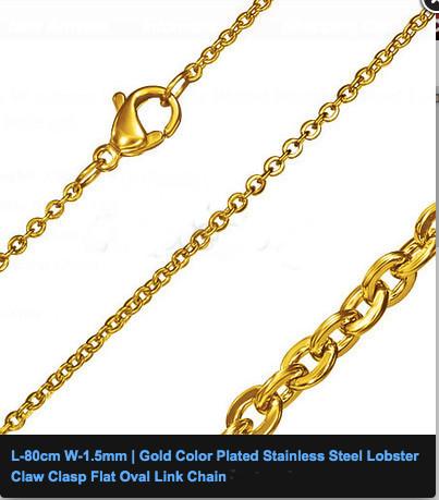 80cm Gold Colour Flat Oval Link Chain