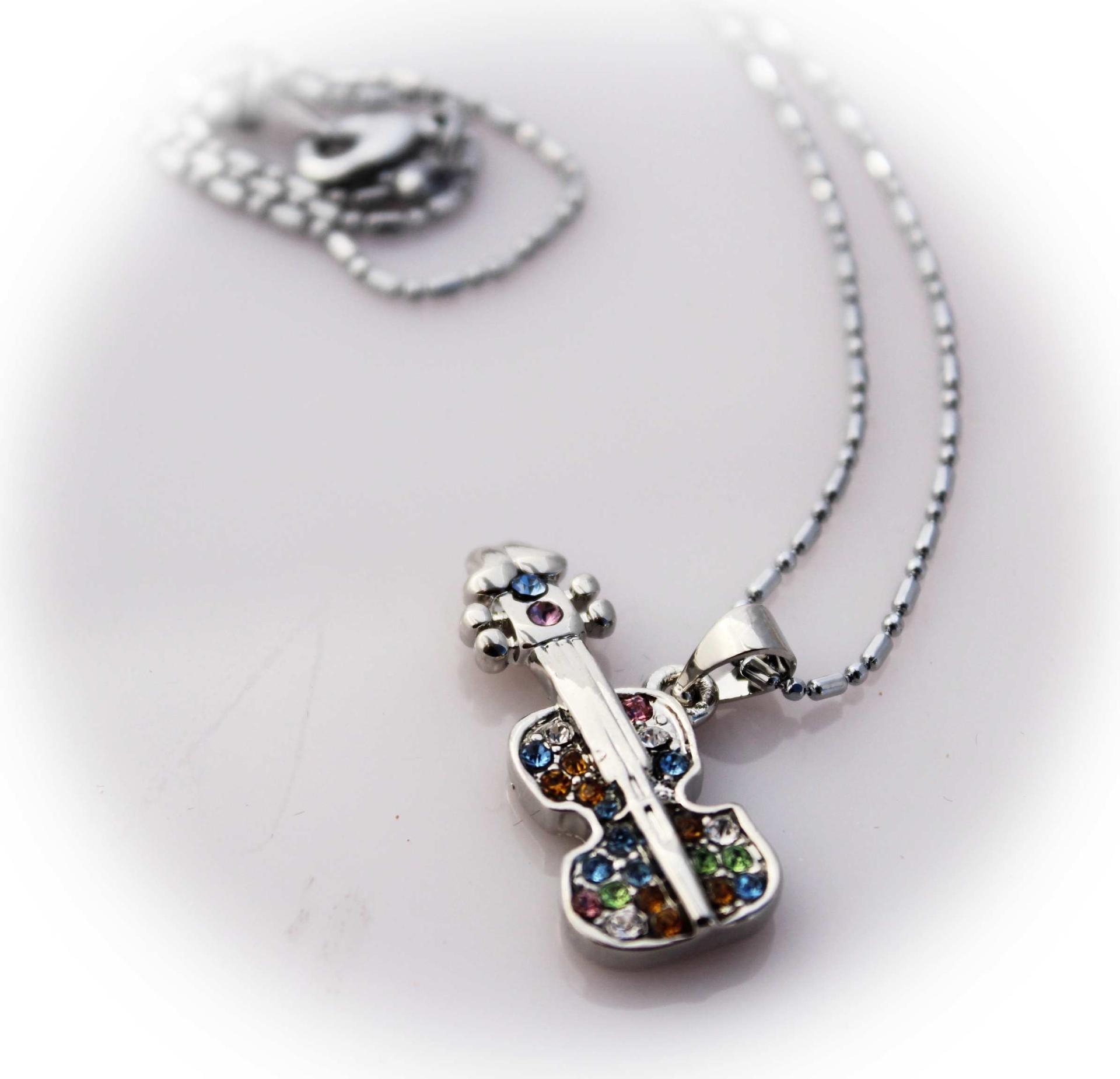 Acoustic Crystal  Guitar Music Necklace
