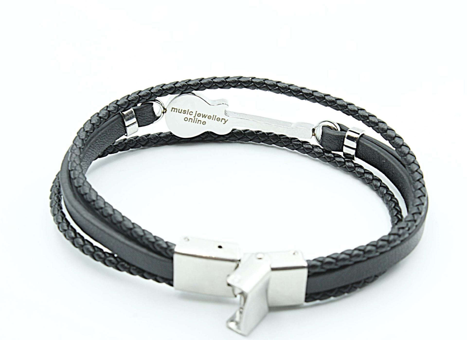 Acoustic Guitar Bracelet - Stainless Steel and Leather