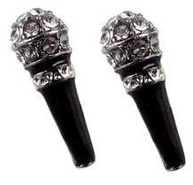 Microphone Earrings Silver and Black