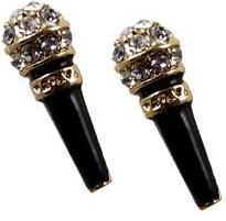 Microphone Earrings Gold and Black