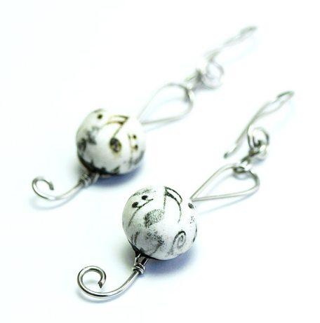 Treble Clef Earrings in Clay. Hand Crafted