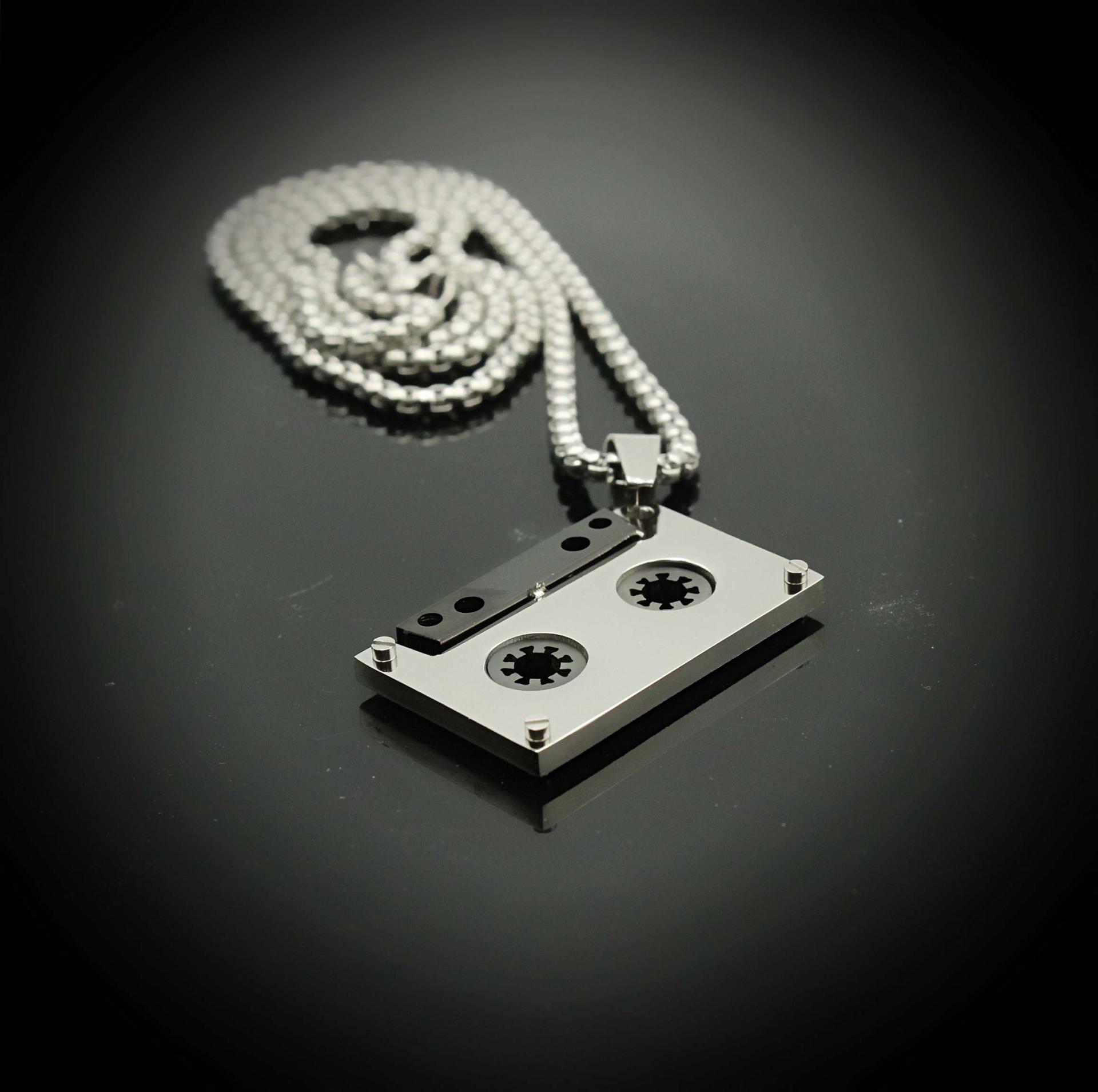 Audio Tape Stainless Steel Pendant Pendant On Chain