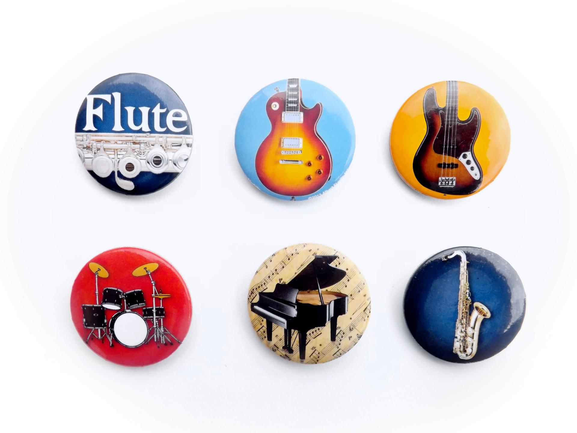 Musical Instrument Button Badges - Choose Your Instrument