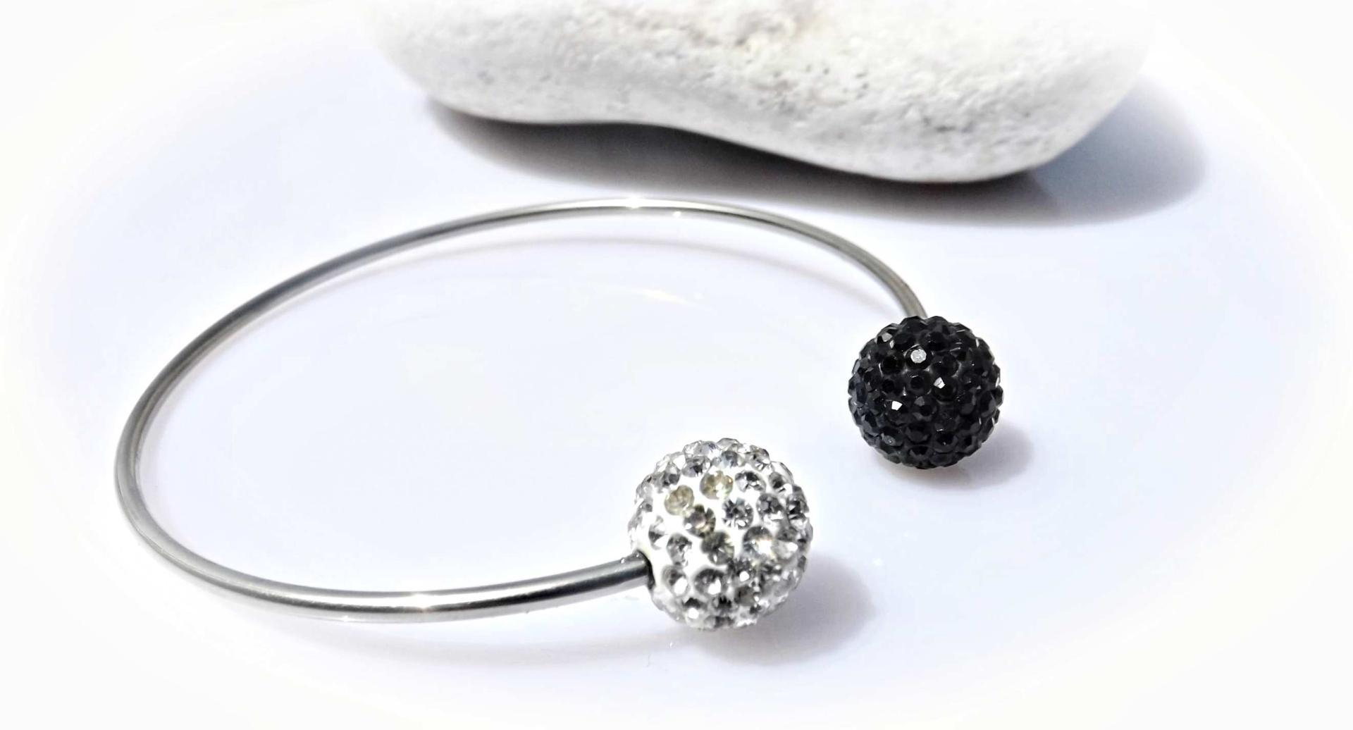 Black and White Crystal Bangle